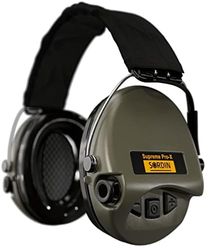Sordin Supreme PRO X - Активна Електронна защита на слуха с гелевыми вложка - Черна лента за глава и зелени чашка