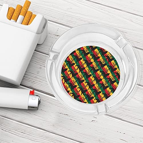 Стъклен Пепелник с Растафарианским Львиным Флага за Цигари, Кръгли Пепелници за Домашния Офис и Ресторанти
