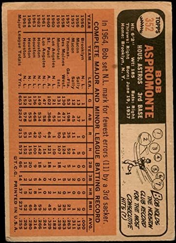 1966 Topps 352 Боб Аспромонте Хюстън Астрос (Бейзболна картичка) БЕДЕН Астрос