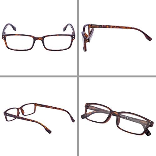 Очила за четене Eyekepper За жени - 4 опаковки Комфортна ридеров за мъже (2 цветови нюанса-2 черни, +1,00)