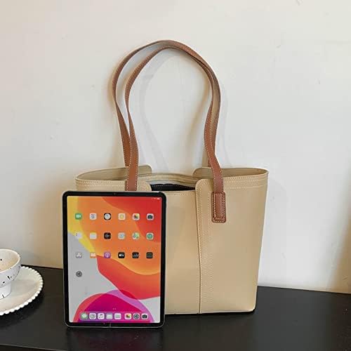 Модерен Дамски Проста Ежедневна чанта През рамо с Голям капацитет, чанта с множество офиси, на върха на чанти (Бяла, един размер)