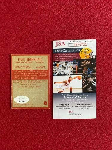 1965, Пол Хорнунг, картичка Филаделфия с автограф (JSA) (HOF Ins.) Пакетиране - Футболни картички NFL с Автограф