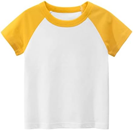 Терморубашка за момчета, от 5 години, За Децата, За малките Момчета И Момичета, Цветен Блок Бяла Тениска с кръгло Деколте и Къс