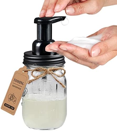 Комплект аксесоари за баня Mason Jar (4 опаковки) - Опаковка за пенящегося сапун, Набор от притежателите на Qtip и Държач