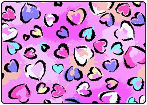 Мек Килим TsingZa, Подложки с Голяма площ, Розово Леопардовый Разпечатки във формата на Сърца, Удобен Килим за Помещения, Детски