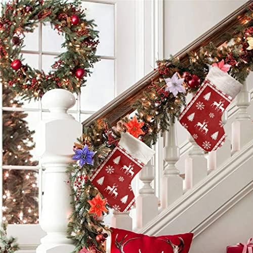WXBDD Коледни Чорапи с червена клетка с Снежинками, Коледни Украси за дома, Коледна Елха, Висящи бижута, подаръчни пакети (Цвят: 1бр,