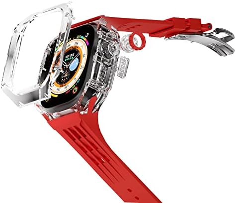 BHOLSA Прозрачен Комплект Модове Калъф За Apple Watch 49 мм Гума Спортен Каишка За iWatch Серията Ultra 8 Силикон Каишка За Часовник