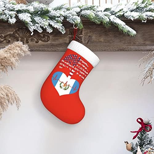 Cutedwarf Флаг Гватемала Дърво, Коледни Чорапи, Коледни Празнични Украси Камина Окачен На Стелката 18 Инча(А)А) Чорапи