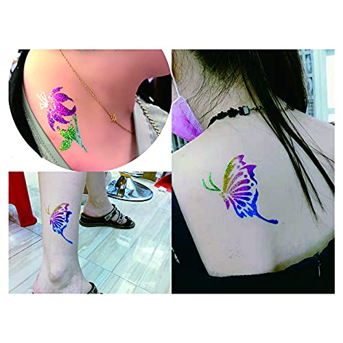 Набор от временни Блестящи Татуировки Moonligth, Цветни, Блестящи Листа, Комплект за дизайн на татуировка-боди арт с Брилянтен Лепило＆Четка，