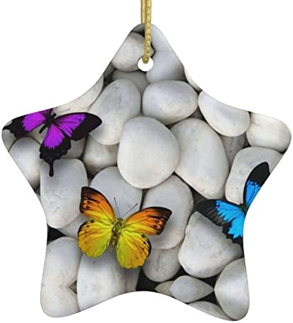 Цветен Камък Пеперуда 2022 Коледен керамични висулка за украса на Коледната елха