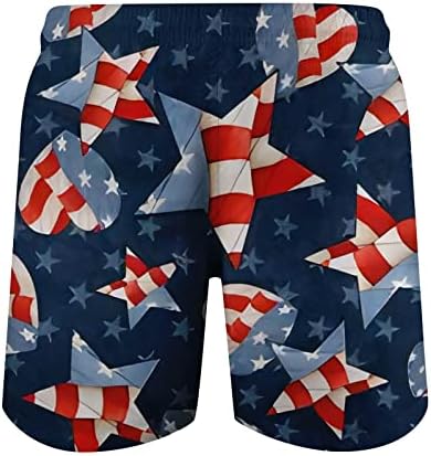 Плажни шорти Свободно Намаляване с директни штанинами, Мъжки Плажни шорти с Принтом в чест на Деня на независимостта, 4 юли
