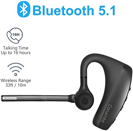 Conambo K10C Bluetooth Слушалка V5.1, Безжични Слушалки с двоен микрофон CVC8.0, Шумоподавляющая Хендсфри Слушалки, 16 часа в режим на разговори, Bluetooth-Слушалка за мобилни телефони