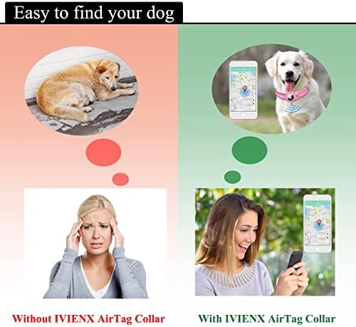 Нашийник за кучета с въздушна маркирани IVIENX, [Розов Размер S] Отразяваща Нашийник за кучета с въздушна етикет Apple, Дебел