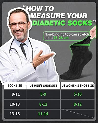Диабет чорапи LIN за мъже и жени | Сверхширокие, за нищо не задължаващи, (12 опаковки, бели и черни, 10-13