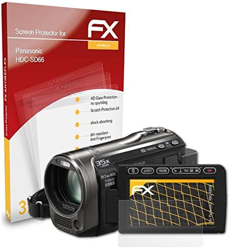 Защитно фолио atFoliX, съвместима със защитно фолио Panasonic HDC-SD66, Антибликовая и амортизирующая защитно фолио FX (3X)