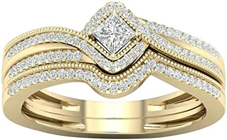 Комплект пръстени Женски пръстен за приятелката си, бижута с инкрустация от микроцирконов, подарък пръстен, пръстен за ръце