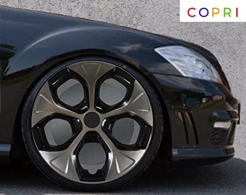 Комплект Copri от 4 Джанти Накладки 14 инча, Сребристо-Черен, Капачка на Главината, Защелкивающийся За Peugeot