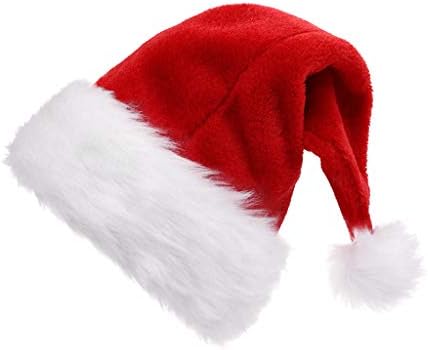 Kinteshun/Детска Коледна Шапка на Дядо Коледа, Детска Двупластова Луксозна Плюшен Коледна Шапка на Дядо Коледа (2 бр.)
