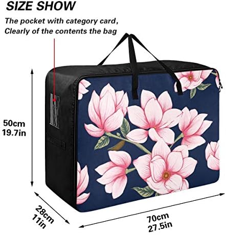 N/A Чанта за съхранение на дрехи Под Завивките - Голямата Голям Розова Чанта-Органайзер с Цветя Магнолия в Пастелни цветове,