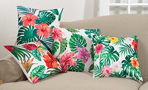 Възглавница SARO LIFESTYLE Collection Tahiti Palms с Полимерни пълнители, 18 инча, Розово