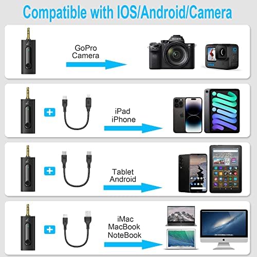 Безжична петличный микрофон за мобилни телефони iPhone/ Android/ огледално-рефлексен фотоапарат/ лаптоп / MacBook/ GoPro/Камера, Професионален