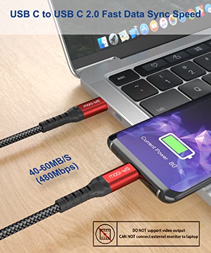 Meboyz 3 пакет 100 W USB Кабел C-USB C 10 фута + 6 фута + 3 метра кабел Type C-Type-C, кабел за бързо зареждане USBC-USB-C е съвместим с MacBook Air / Pro, iPad Pro 12.9 / 11 / Air, Samsung Galaxy S22/21/20/ Примечание20