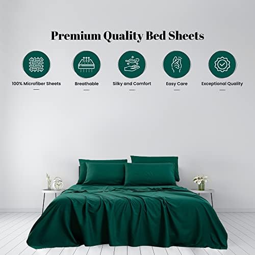 Комплект спално бельо Bedlifes Queen - Охлаждащи кърпи -Ултра Меки като Коприна-Дишаща -С Дълбок джоб - Комплект спално бельо серия 1800 от микрофибър - Зелени Кърпи Размер Quee