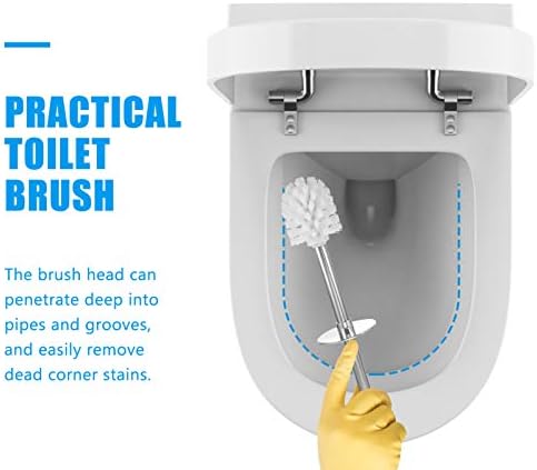 Удобен Набор от тоалетни четки и притежателите за баня, четка за тоалетна-дълбоко почистване с неплъзгащи дълга дръжка от неръждаема стомана