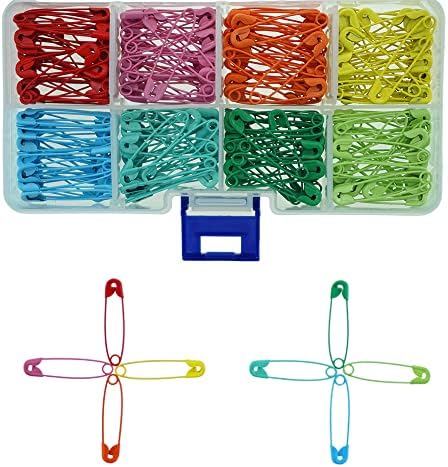 SaktopDeco 240 бр. Цветни безопасни Игли Малки Метални Игли за Домашния Офис, Ръчно изработени, 8 Цвята с Кутия за съхранение