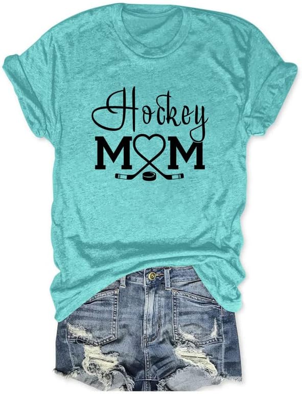 Тениска за Хокей на майките, Жените Лятна Тениска с Хубаво Шарките на Сърце, с Къс Ръкав, Ежедневни Свободни Топове, Спортна Риза за мама