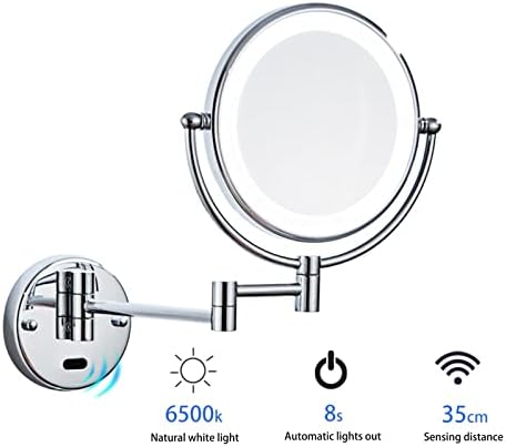 ZAAHH Интелигентно Сензорно Led Огледало за грим с подсветка и 10-кратно увеличение, Двустранно Монтиране на Завъртане Выдвижное Тоалетен огледало,