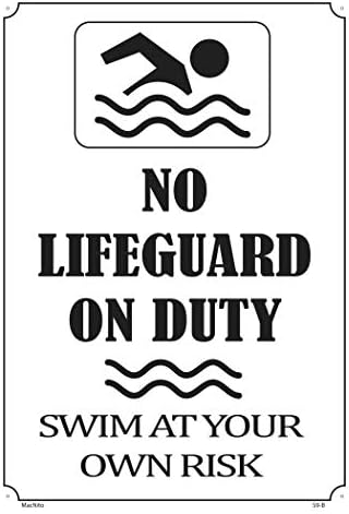 Знак БЕЗ дежурен спасител плуват далеч на свой страх и риск – Знак за сигурност на басейна, впечатляващ дизайн плюс защита от ултравиолетови