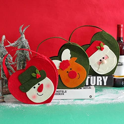 ABOOFAN 3 броя Коледни Торбички Нетканая Чанта-Тоут Коледната торбичка за подаръци от Бонбони за Коледна Чанта във формата на Сърце с Елени, Снеговиком, Дядо Коледа, То?