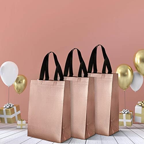 Големи подарък пакети от розово злато, Нетъкан подаръчни опаковки за еднократна употреба с гланц, Подходяща за чанти за рожден