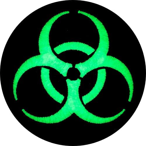 Графична прах (Свети в тъмното) Желязо биологична опасност, на Бродирани Нашивке Лого Символ на Опасна Радиация Зомби Вирус е Черно-Бяла Апликация Звезда екип за ре