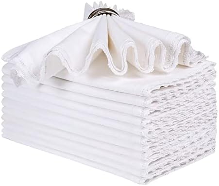 RIANGI Бели Кърпички Плат Моющийся Комплект от 12 Кърпички с Дантела Кърпа Великденски Салфетки Тъканни Кърпички Обемни Салфетки За маса