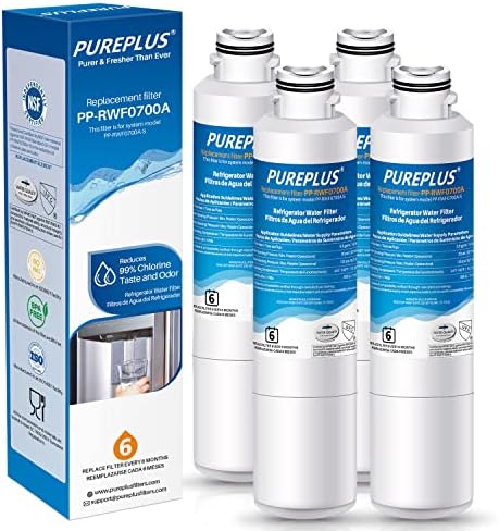 PUREPLUS DA29-00020B Замяна за Samsung RF28HMEDBSR, RF263BEAESR, HDX FMS-2, HAF-CIN/EXP, RF4287HARS, PL-200, RFG297HDRS, RF28HFEDBSR, филтър за вода в хладилника DA97-08006A 469101 RWF0700A, 4 опаковки