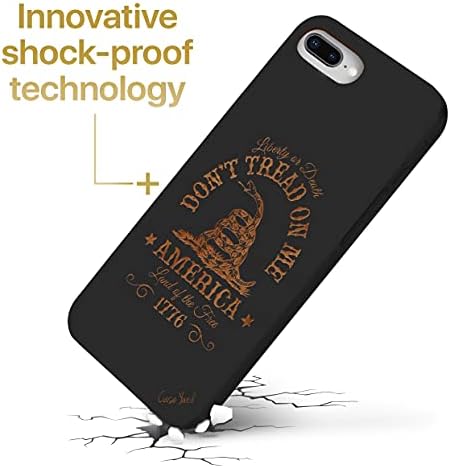 Дървен калъф за телефон CaseYard за iPhone 8 Plus с лазерно гравирани Не наступай на мен Дизайн, Съвместим с Черно Дърво калъф за iPhone, Защитен устойчив на удари Оборудвана кал