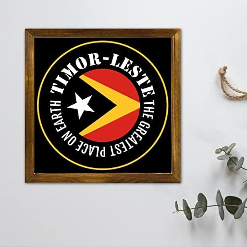 Дървени Знаци Lucklucky, Окачена На Стената Знак с Флага Тимор Тимор в Рамка, е най-Голямото Място на Земята, Християнски Дом