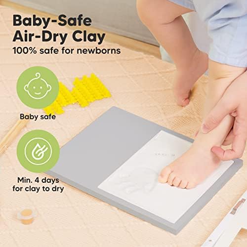 Комплект за съхранение на отпечатъци от детски ладошек KeaBabies И комплект рамки за тройно сонограммы бебе - рамка за снимка с отпечатъците на новороденото (Мътна-сива