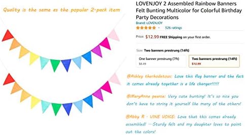 LOVENJOY 5 Събрани Войлочных Гирлянди с Дъга на Банери, Цветни Флагчета за украса на класната стая или на парти по случай
