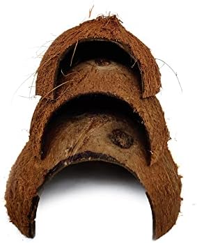 3 Комплекта Пещера от черупката на кокосов орех за Аквариуми и Террариумов, Скривалище за Влечуги и Земноводни (Риби Брадати Дракони, Хамстери,