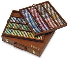 Sennelier Мека Дървена кутия пастелни тонове, колекция от 175 Пълни пръчки