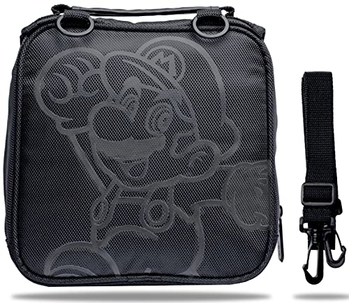 Калъф за носене на Nintendo Super Mario 3DS, Съвместими с Nintendo Switch, 2DS, 3DS, 3DS XL, DS, DS XL, DS Лека дръжка и презрамка, Пътна чанта за носене на по-тесни цип, Черно, Официално лицензиран