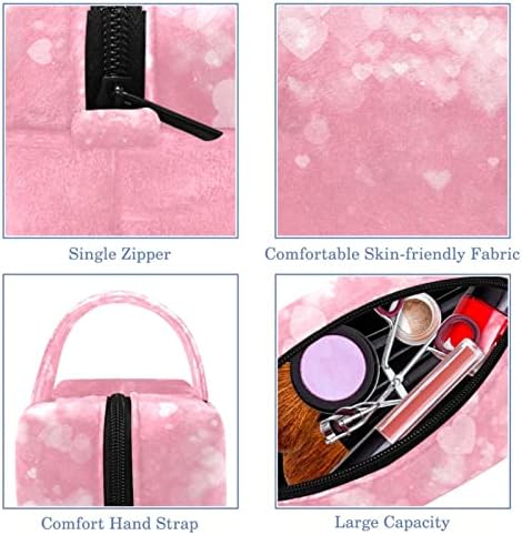 TBOUOBT козметични чанти, козметични чанти за жени, Малки Пътни Чанти за Грим, Розово Сърце за Свети Валентин