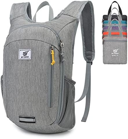 SKYSPER Small Daypack 10L Походный Раница с Възможност за Опаковане на Лека Пътна раница за Жени и Мъже (Сив)