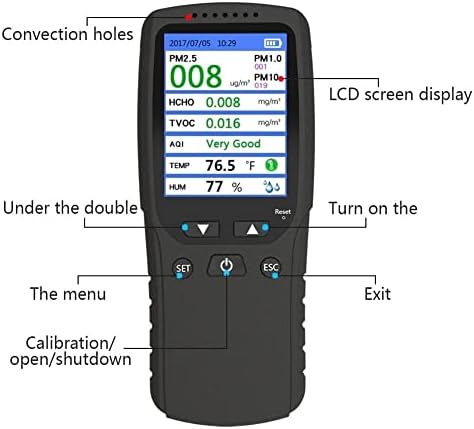 Термометър WODMB 9 1 Монитор на качеството на въздуха Газоанализатор ФПЧ2.5 PM1.0 PM10 Детектор HCHO TVOC Измерител на Прах Тестер Сензор