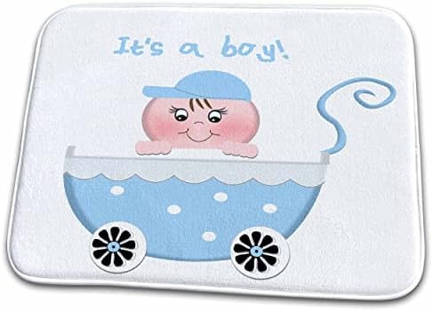 3dRose Сладко Детска количка-бебешка количка в синята грах за момчето - Постелки за баня (rug-155269-1)
