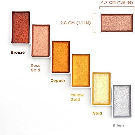 Набор от акварельных бои – Комплект от 2 различни акварельных бои – Комплект от 6 цвята премиум-клас Glow – Комплект от 6 блещукащите цветове