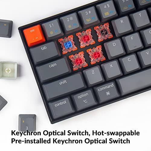 Ключодържател K12 с подредбата 60% с гореща замяна, Безжичен / Жичен ръчна Bluetooth клавиатура с оптичен ключ тип Банан, Компактен, 61 Клавиша, бяла клавиатура с led подсветк?